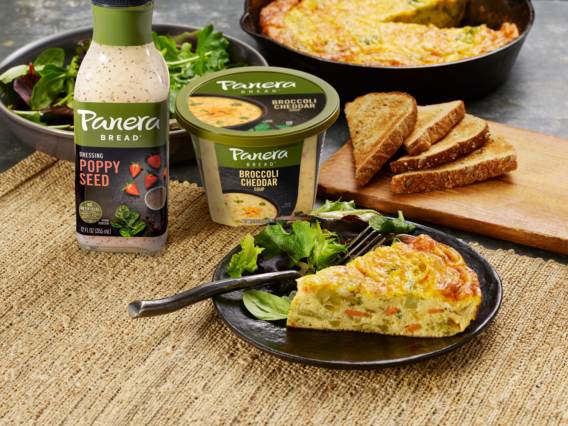 Panera Broccoli Cheddar Soup frittata with Salad Dressing