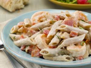 Creamy Seafood Pasta in a bowl